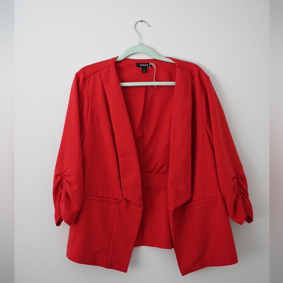 Torrid Red Blazer with Ruched Sleeves - Picture 3 of 10